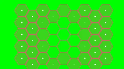 A digital graphic featuring a repeating honeycomb pattern on a green screen Stock Footage 340266937