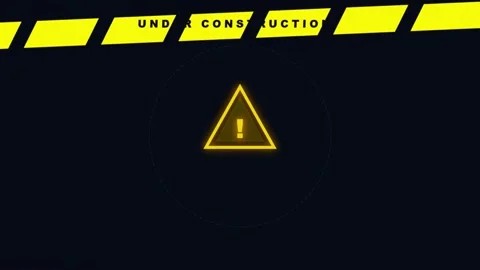 A digital graphic featuring a yellow warning triangle and construction tape Stock-Footage 342725194