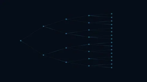 A digital graphic illustration showing a binary tree structure with connect.. Stock-Footage 347244003