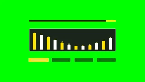 A digital graphic interface showing a bar chart with yellow and white columns Stock Footage 340264894
