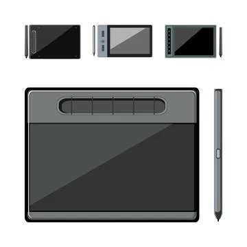 Digital graphic pen display tablet devices collection 스톡 일러스트