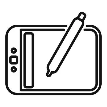 Digital graphic tablet with pen for illustrators and designers drawing on Illustrazione stock