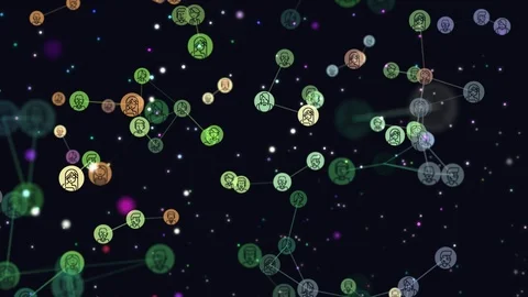 Digital, graphic video animation of network abstract users, virtual world Stock Footage 101852964