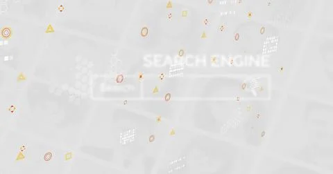Digital graphics with search engine interface and abstract geometric elements Stock Photos