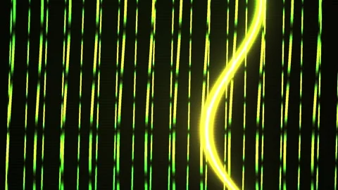 Digital green and yellow code matrix background with neon lines. Stockbeeldmateriaal 336228611