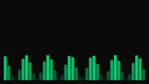 Digital green audio waveform visualization on a solid black background Video stock 335117208
