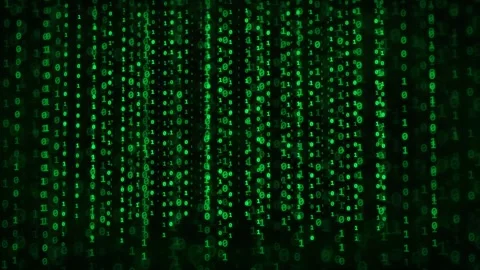 Digital green binary code rain falling on a black background for technology and Stock Footage 336782116