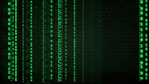 Digital Green Binary Code Rain Falling on Black Background for Cyber Security Stock Footage 339321879
