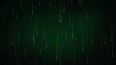 Digital green binary code raining down on a dark background for cyber security Stock Footage 336775635