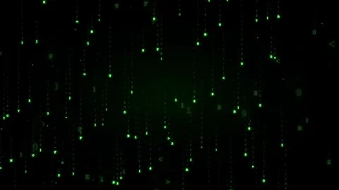 Digital green binary code raining down on a black background for technology and Stock Footage 336776859