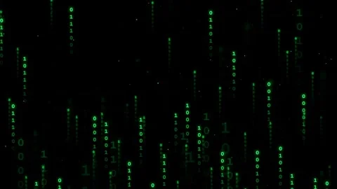 Digital green binary code raining down on a black background for technology and Stock Footage 336778861