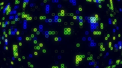 Digital green blue cube pattern grid Dancing round cube blue color neon fut.. Vídeos de archivo 225660510