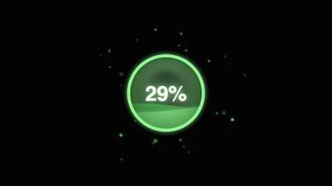 Digital Green Circular Loading Bar with Percentage Animation Video stock 343352128