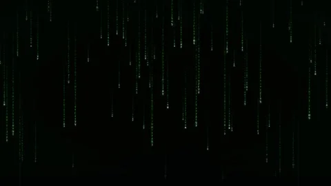 Digital Green Code Falling Animation on Black Background Stock Footage 348105729