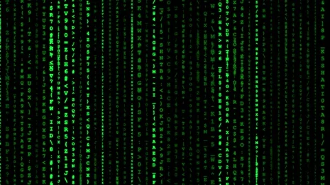 Digital green code matrix falling animation loop Vídeo Stock 344740333