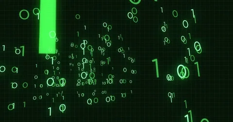 Digital Green computer binary code floating in a software system Stock Footage 80470967