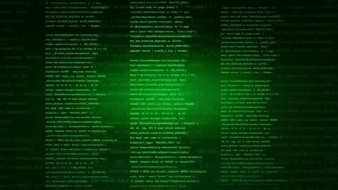 Digital Green Computer Code Scrolling on Black Background for Cyber Security Stock Footage 336774288