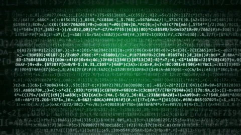 Digital green computer code scrolling rapidly on a dark screen for technology Video stock 341834298