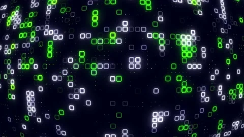 Digital green cube pattern grid Dancing round cube green color neon futuris.. Stock Footage 225661788