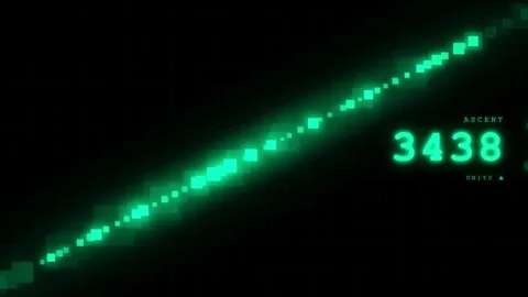 Digital Green Data Stream with Increasing Numerical Counter on Black Grid Stock Footage 343867772