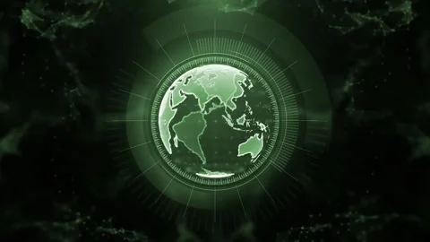 Digital Green Globe Loop Rotation Stock Footage 313512659
