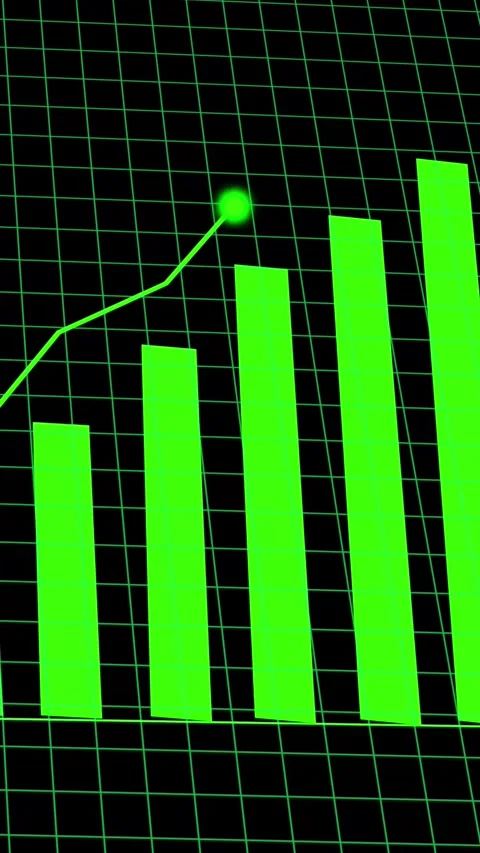 Digital green graph on black background Stock Footage 337461529