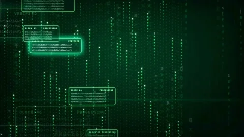 Digital Green Matrix Background with Scrolling Binary Code and Data Processing Video stock 343157469