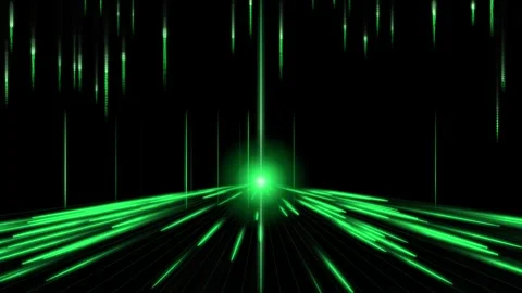 Digital green matrix code rain with perspective lines. Stock Footage 342524860