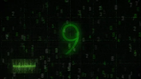 Digital Green Matrix Numbers Glowing Data Elements Video stock 310329771