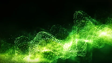 Digital green particles with grid motion abstract background Stock Footage 95063632