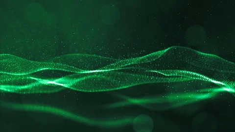 Digital green particles wave with dust motion abstract background Stock Footage 96015550