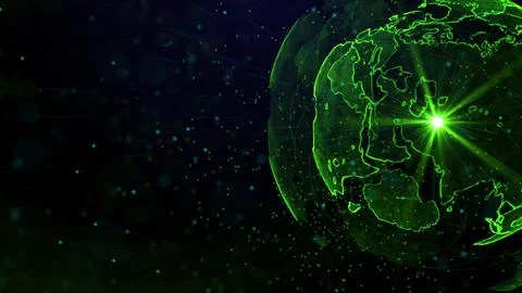Digital green planet of Earth, 3D animation Stock Illustration