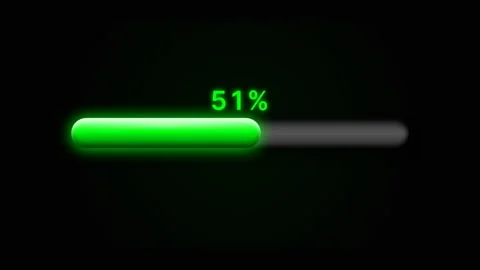Digital Green Progress Bar Loading from Zero to One Hundred Percent. Stock Footage 332948935