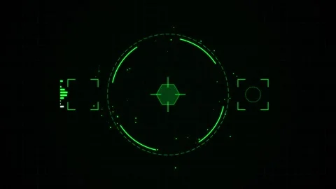 Digital green radar HUD Interface on Black Grid Stock Footage 339039925