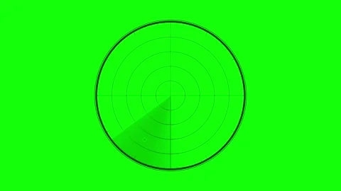 Digital green radar screen scanning interface on green screen background for Stock Footage 345897289
