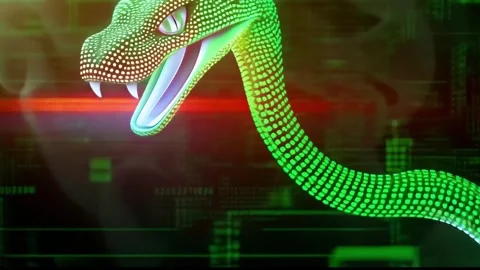 Digital Green Snake Cyber Attack Concept Background Stock Footage 292139192
