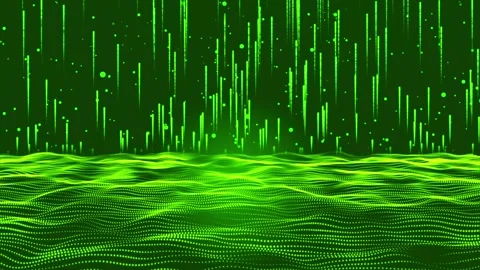 Digital green technology dot wave and particle flying on abstract backgroun.. Stock Footage 295189136