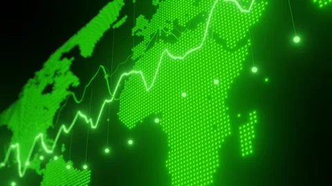 Digital green world map with glowing poi... | Stock Video | Pond5