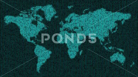 Digital green world map Stock Illustration