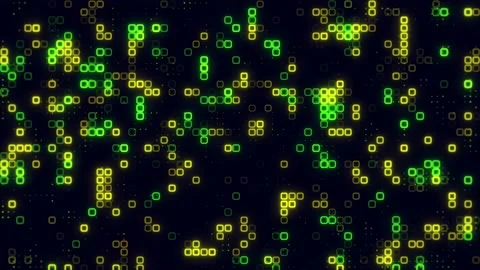 Digital green yellow cube pattern grid. Dancing round cube green color neon.. Stock Footage 225500147