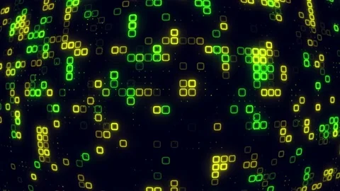 Digital green yellow cube pattern grid Dancing round cube green color neon .. Stock-Footage 225661843