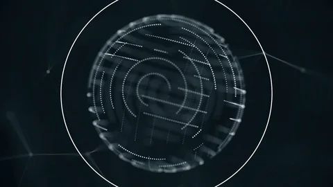 Digital, grey transparent sphere with small moving dots on its surface rotating Stock Footage 102831584