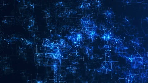 Digital grid abstract background - Blue neuron network seamless loop Stock Footage 141920565