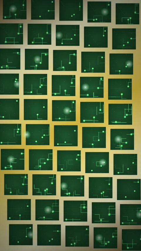 Digital Grid Abstract Background with Glowing Nodes and Circuit Lines 스톡 동영상 346202706