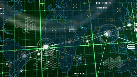 Digital grid activating white node on North America, expanding global network Stock-Footage 311084008