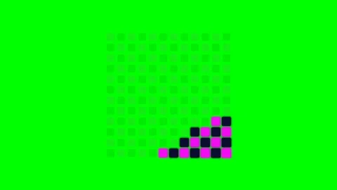 A digital grid of alternating pink and dark blue squares on green background Stock Footage 341838945
