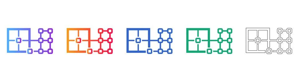 Digital Grid and Data Mapping System Icons イラスト素材