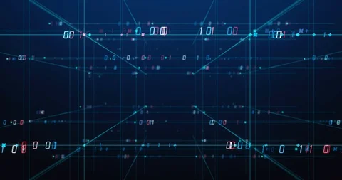 Digital grid and number in virtual space seamless loop footage. Stock Footage 86778475