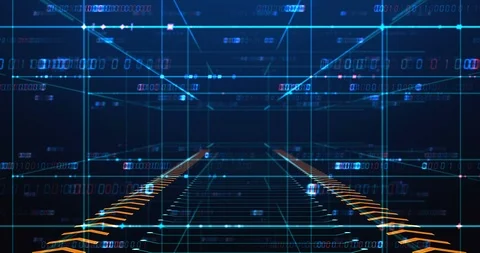 Digital grid and number in virtual space seamless loop footage. Stock Footage 86938211