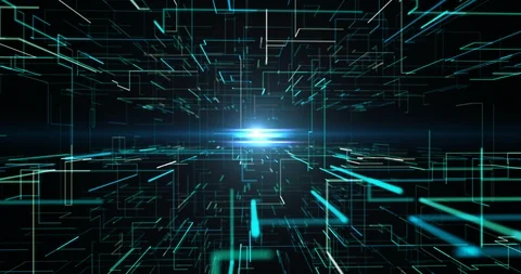 Digital grid and number in virtual space seamless loop footage. Stock Footage 87317301